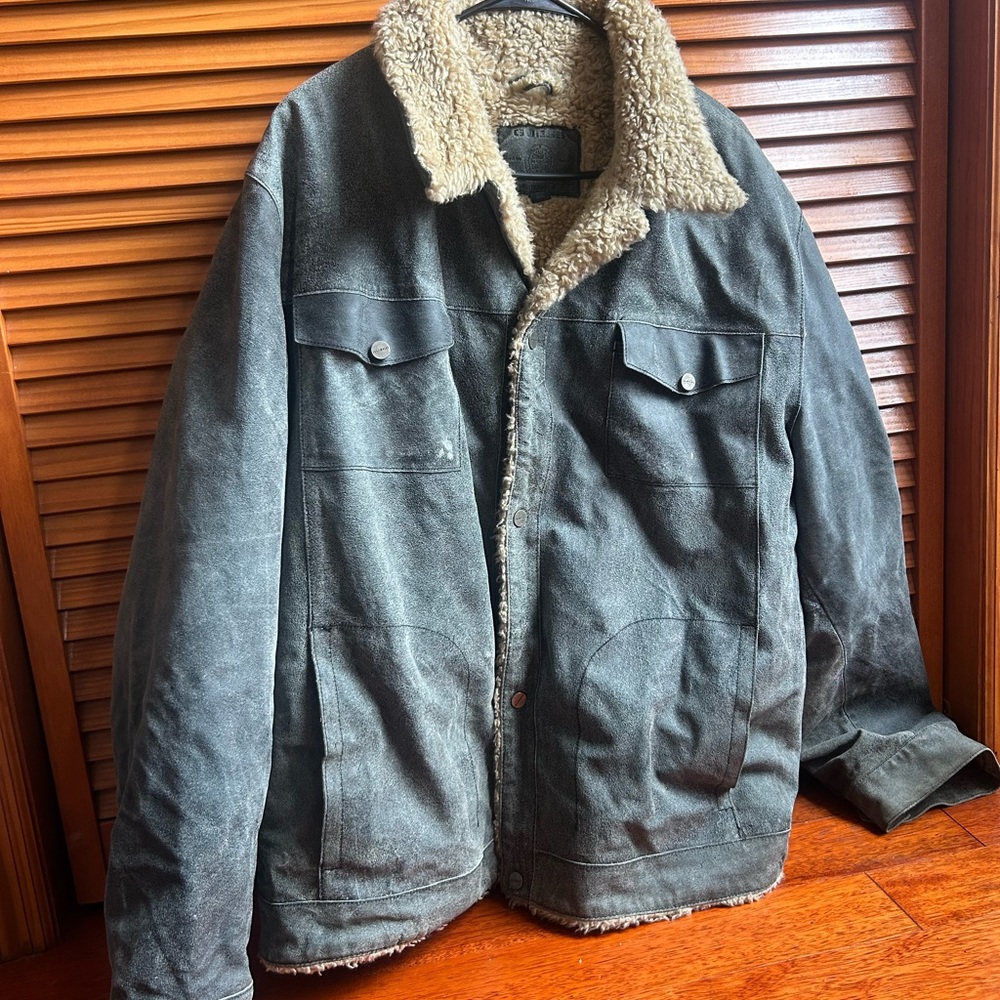 Guess Men's Gray Sherpa-Lined Military Field Jacket